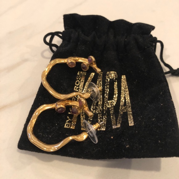 Kara Ross Hoop Earrings Amethyst gems - Picture 8 of 8